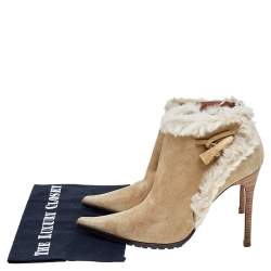 Giuseppe Zanotti Beige Suede And Fur Ankle Length Boots Size 40
