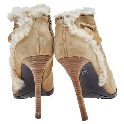 Giuseppe Zanotti Beige Suede And Fur Ankle Length Boots Size 40