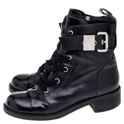 Pre Owned Giuseppe Zanotti Black Leather Ankle Length Boots Size 40