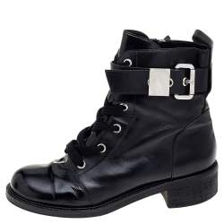 Pre Owned Giuseppe Zanotti Black Leather Ankle Length Boots Size 40