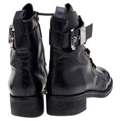 Pre Owned Giuseppe Zanotti Black Leather Ankle Length Boots Size 40