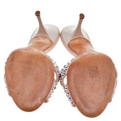 مملوكة مسبقًا صندل سلايد جوسيبي زانوتي زخرفة كريستال سويدي بيج مقاس 38.5