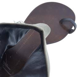 Pre Owned صندل فلات جوسيبي زانوتي كانفاس أخضر مزخرف كريستال جمجمة مزينة مقاس 36