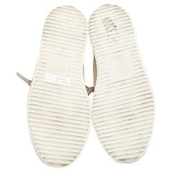 Pre Owned Giuseppe Zanotti Grey Python Embossed Leather and Leather Lace up Sneakers Size 37.5