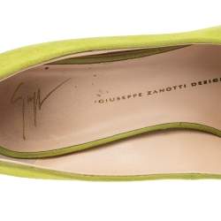  Giuseppe Zanotti Green Suede Sharon Peep-Toe Platform Pumps Size 38