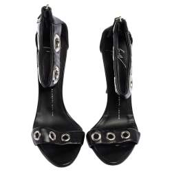 Pre Owned Giuseppe Zanotti Black Leather Ankle Strap Sandals Size 38
