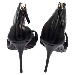 Pre Owned Giuseppe Zanotti Black Leather Ankle Strap Sandals Size 38