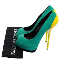Giuseppe Zanotti Tri-Color Suede And Patent Leather Peep Toe Platform Pumps Size 37