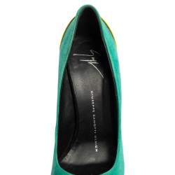 Giuseppe Zanotti Tri-Color Suede And Patent Leather Peep Toe Platform Pumps Size 37