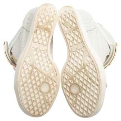 Pre Owned Giuseppe Zanotti White Croc Embossed Leather Coby High-Top Sneakers Size 38