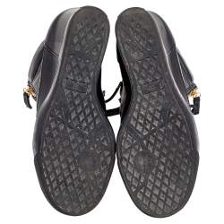 Pre Owned Giuseppe Zanotti Black Leather Double Zip Wedge Sneakers 39