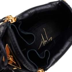 Pre Owned Giuseppe Zanotti Black Leather Double Zip Wedge Sneakers 39