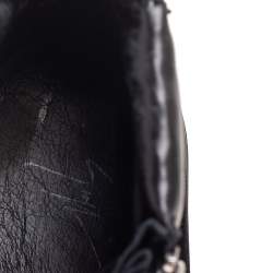 Pre Owned Giuseppe Zanotti Black Leather and Velvet Crystal Strap High Top Sneakers Size 39.5