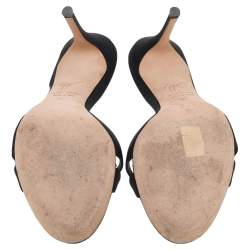 Pre Owned Giuseppe Zanotti Black Fabric Crystal Embellished Sandals Size 37