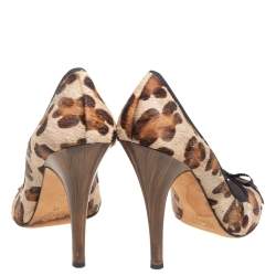 Pre Owned Giuseppe Zanotti Leopard Print Calf Hair Peep Toe Pumps Size 41