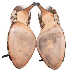 Pre Owned Giuseppe Zanotti Leopard Print Calf Hair Peep Toe Pumps Size 41