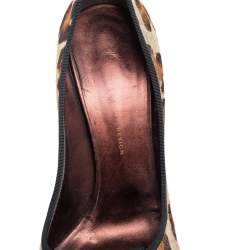 Pre Owned Giuseppe Zanotti Leopard Print Calf Hair Peep Toe Pumps Size 41