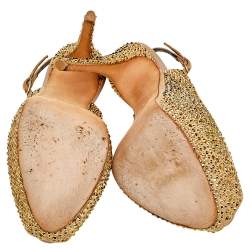 Pre Owned صندل جوسيبي زانوتي سويدي بيج مزخرف نعل سميك فتحة كعب مقاس 38