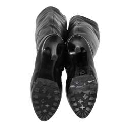 Pre Owned حذاء بوت فوق الركبة جوسيبي زانوتي نعل سميك جلد أسود مقاس 36.5