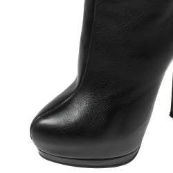 Pre Owned حذاء بوت فوق الركبة جوسيبي زانوتي نعل سميك جلد أسود مقاس 36.5