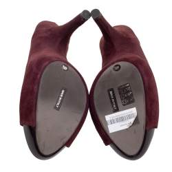 Pre Owned Giuseppe Zanotti Burgundy Suede Platform Slide Mule Sandals Size 40.5