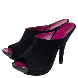 Giuseppe Zanotti Black Suede Open Toe Mule Sandals Size 40.5