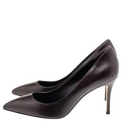 Pre Owned Giuseppe Zanotti Dark Brown Leather Pointed Toe Pumps Size 38.5