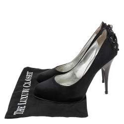 Giuseppe Zanotti Black Satin Round Toe Pumps Size 37.5