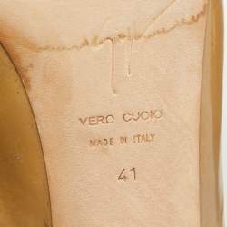 Giuseppe Zanotti Beige Patent Leather Peep Toe Slingback Pumps Size 41