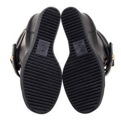 Pre Owned Giuseppe Zanotti Black Leather Wedge Sneakers Size 40