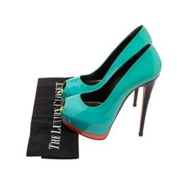 Giuseppe Zanotti Turquoise Patent Leather Peep-Toe Platform Pumps Size 36 