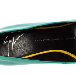 Giuseppe Zanotti Turquoise Patent Leather Peep-Toe Platform Pumps Size 36 