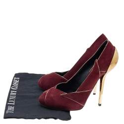 Pre Owned Giuseppe Zanotti Burgundy Suede Platform Pumps Size 39