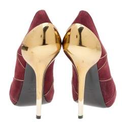 Pre Owned Giuseppe Zanotti Burgundy Suede Platform Pumps Size 39