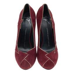 Pre Owned Giuseppe Zanotti Burgundy Suede Platform Pumps Size 39