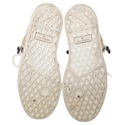 Pre Owned Giuseppe Zanotti Beige/Black Python Embossed Leather High Top Sneakers Size 36