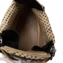 Pre Owned Giuseppe Zanotti Beige/Black Python Embossed Leather High Top Sneakers Size 36