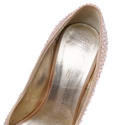 Pre Owned Giuseppe Zanotti Multicolor Leather Crystal Embellished Sharon Peep Toe Platform Pumps Size 37.5