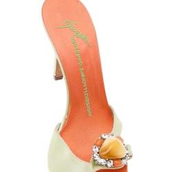 Giuseppe Zanotti Neon Yellow Satin Crystal Embellished Sandals Size 37