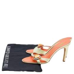 Giuseppe Zanotti Neon Yellow Satin Crystal Embellished Sandals Size 37