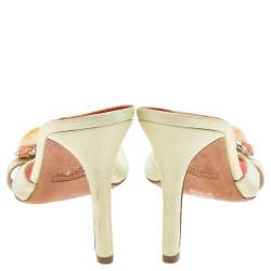 Giuseppe Zanotti Neon Yellow Satin Crystal Embellished Sandals Size 37