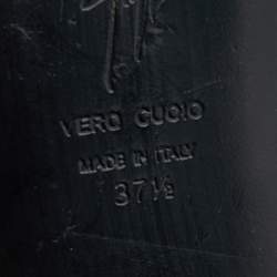 Pre Owned صندل فلات جوسيبي زانوتي فيشبون جلد أسود مقاس 37.5