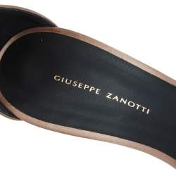 Pre Owned Giuseppe Zanotti Beige Satin Bow Ankle Strap Sandals Size 42