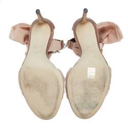 Pre Owned Giuseppe Zanotti Beige Satin Bow Ankle Strap Sandals Size 42