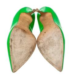 Pre Owned حذاء كعب عالي جوسيبي زانوتي جلد لامع أخضر مقدمة مدببة مقاس 39