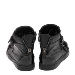 Pre Owned Giuseppe Zanotti Black  Leather Coby High Top Sneakers Size 43.5