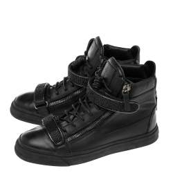 Pre Owned Giuseppe Zanotti Black  Leather Coby High Top Sneakers Size 43.5