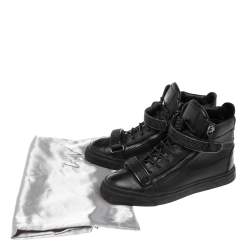 Pre Owned Giuseppe Zanotti Black  Leather Coby High Top Sneakers Size 43.5
