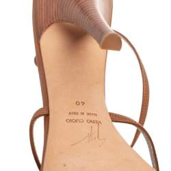 Pre Owned Giuseppe Zanotti Brown Leather Crystal Embellished Ankle Strap Sandals Size 40