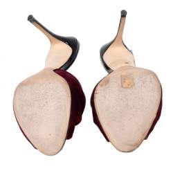 Pre Owned Giuseppe Zanotti Red Velvet Knot Mule Sandals Size 39.5